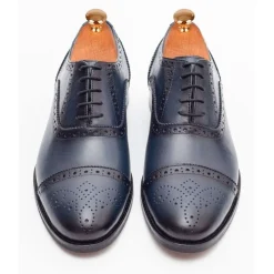 Ariston Mens Navy Oxford Lace-up Leather Dress Shoes