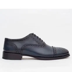 Ariston Mens Navy Oxford Lace-up Leather Dress Shoes