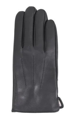 Ariston Mens Solid Black Touch Screen Genuine Leather Gloves