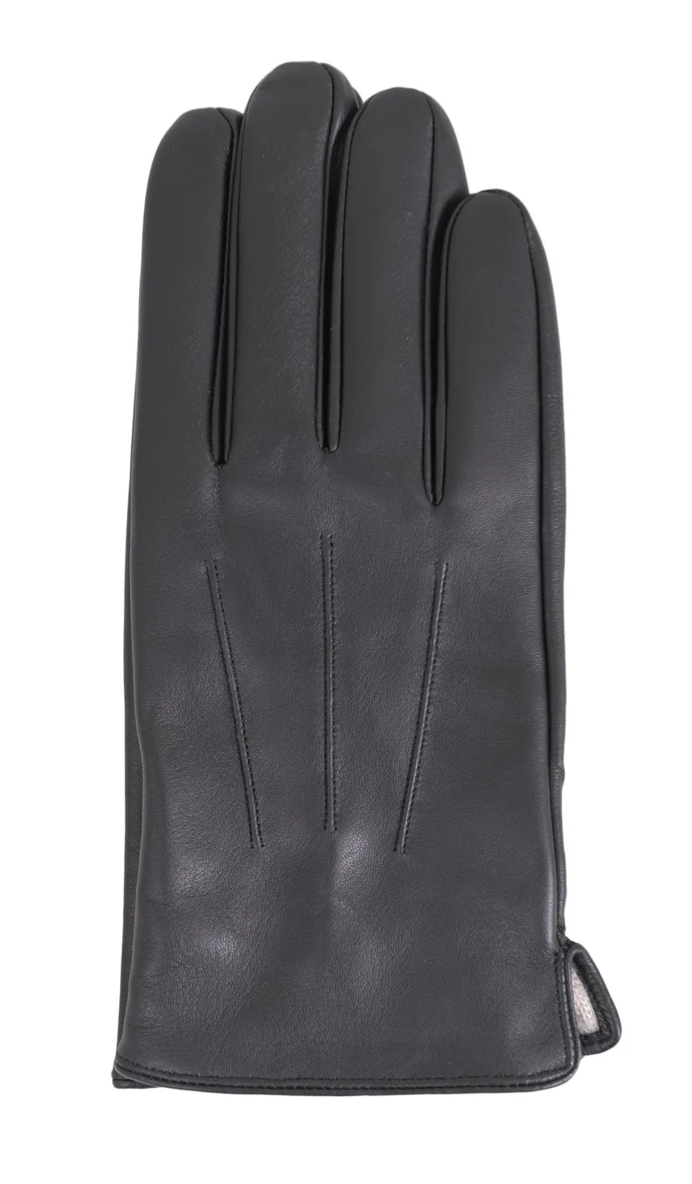 Ariston Mens Solid Black Touch Screen Genuine Leather Gloves