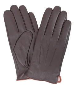 Ariston Mens Solid Brown Touch Screen Genuine Leather Gloves