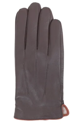 Ariston Mens Solid Brown Touch Screen Genuine Leather Gloves