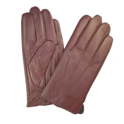 Ariston Mens Solid Burgundy Touch Screen Genuine Leather Gloves