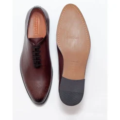 Ariston Mens Solid Chestnut Brown Whole Cut Oxford Leather Dress Shoes