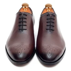 Ariston Mens Solid Chestnut Whole Cut Oxford Leather Dress Shoes