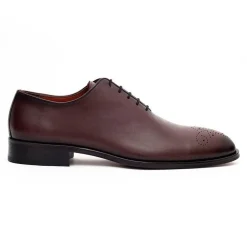 Ariston Mens Solid Chestnut Whole Cut Oxford Leather Dress Shoes