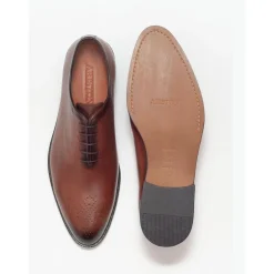 Ariston Mens Solid Cognac Whole Cut Oxford Leather Dress Shoes