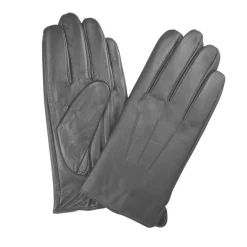 Ariston Mens Solid Gray Touch Screen Genuine Leather Gloves