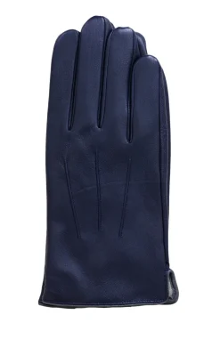 Ariston Mens Solid Navy Blue Touch Screen Genuine Leather Gloves