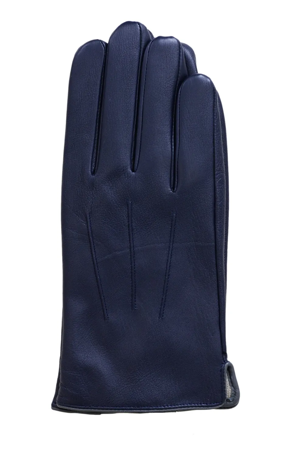 Ariston Mens Solid Navy Blue Touch Screen Genuine Leather Gloves