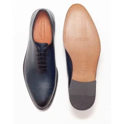 Ariston Mens Solid Navy Whole Cut Oxford Leather Dress Shoes