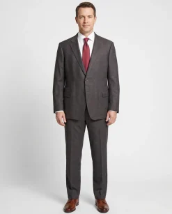 Armani Collezioni Brown And Gray Plaid G-Line Notch Lapel Two Button Suit 48R
