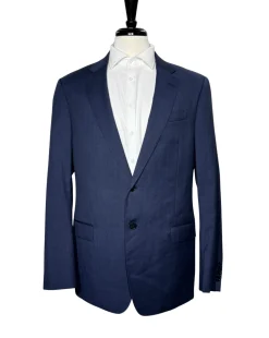 Armani Collezioni G-Line Blue Textured Slim Fit Notch Lapel 2-Button Wool Suit - 44L