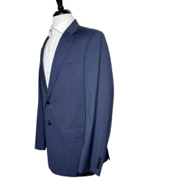 Armani Collezioni G-Line Blue Textured Slim Fit Notch Lapel 2-Button Wool Suit - 44L
