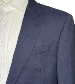 Armani Collezioni G-Line Blue Textured Slim Fit Notch Lapel 2-Button Wool Suit - 44L
