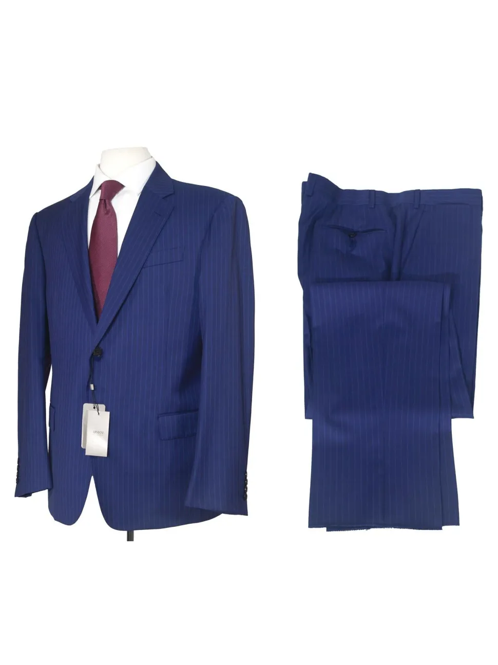 Armani Collezioni G-Line 42L Blue Pinstripe 100% Wool Slim Fit 2 Piece Suit
