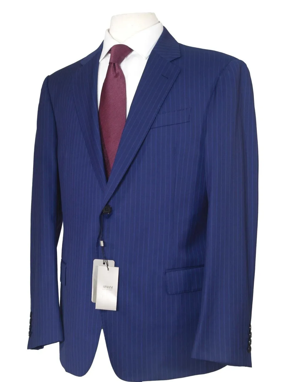 Armani Collezioni G-Line 42L Blue Pinstripe 100% Wool Slim Fit 2 Piece Suit