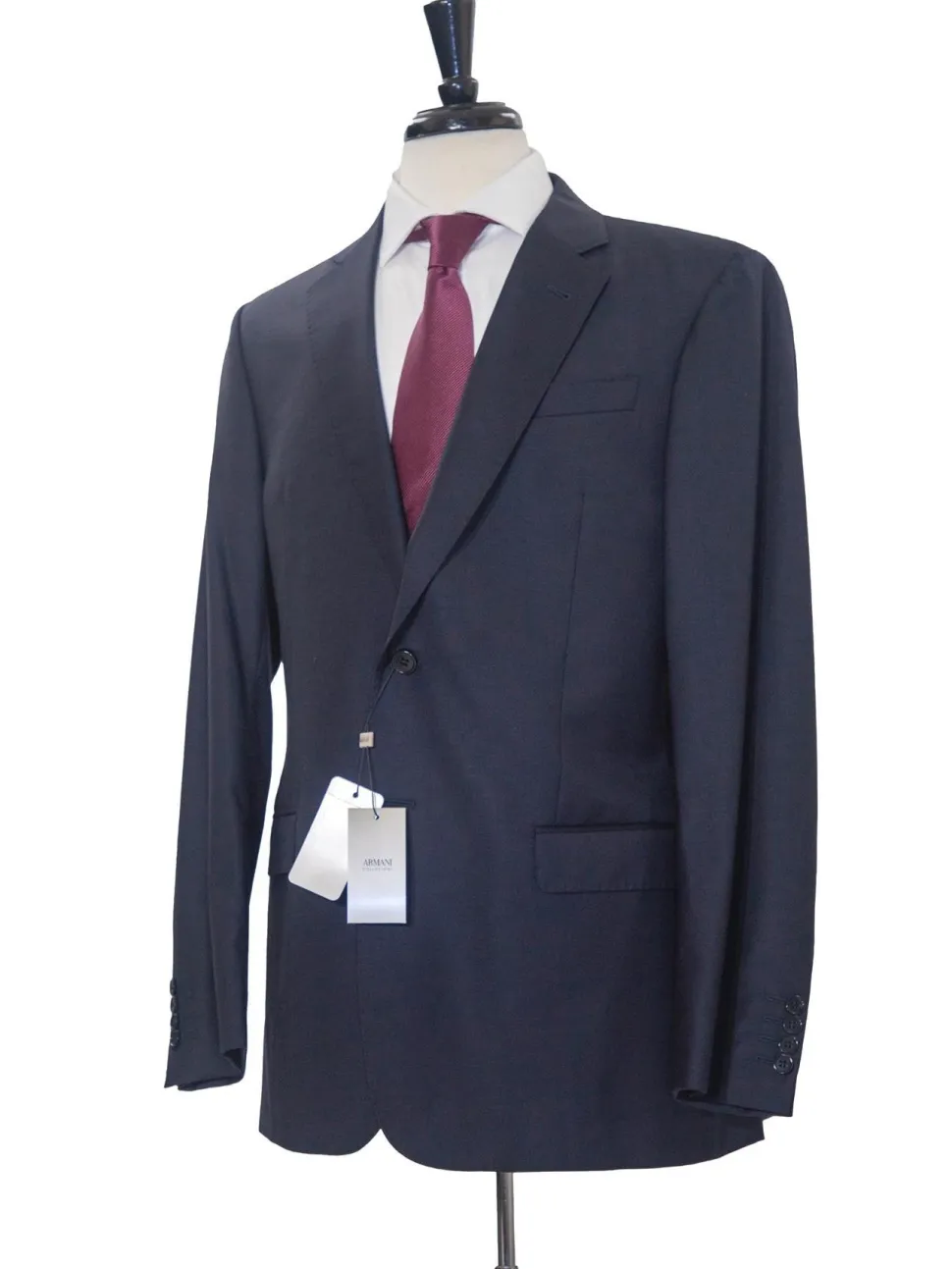 Armani Collezioni G-Line Mens 42L Solid Navy Blue 2 Piece Suit