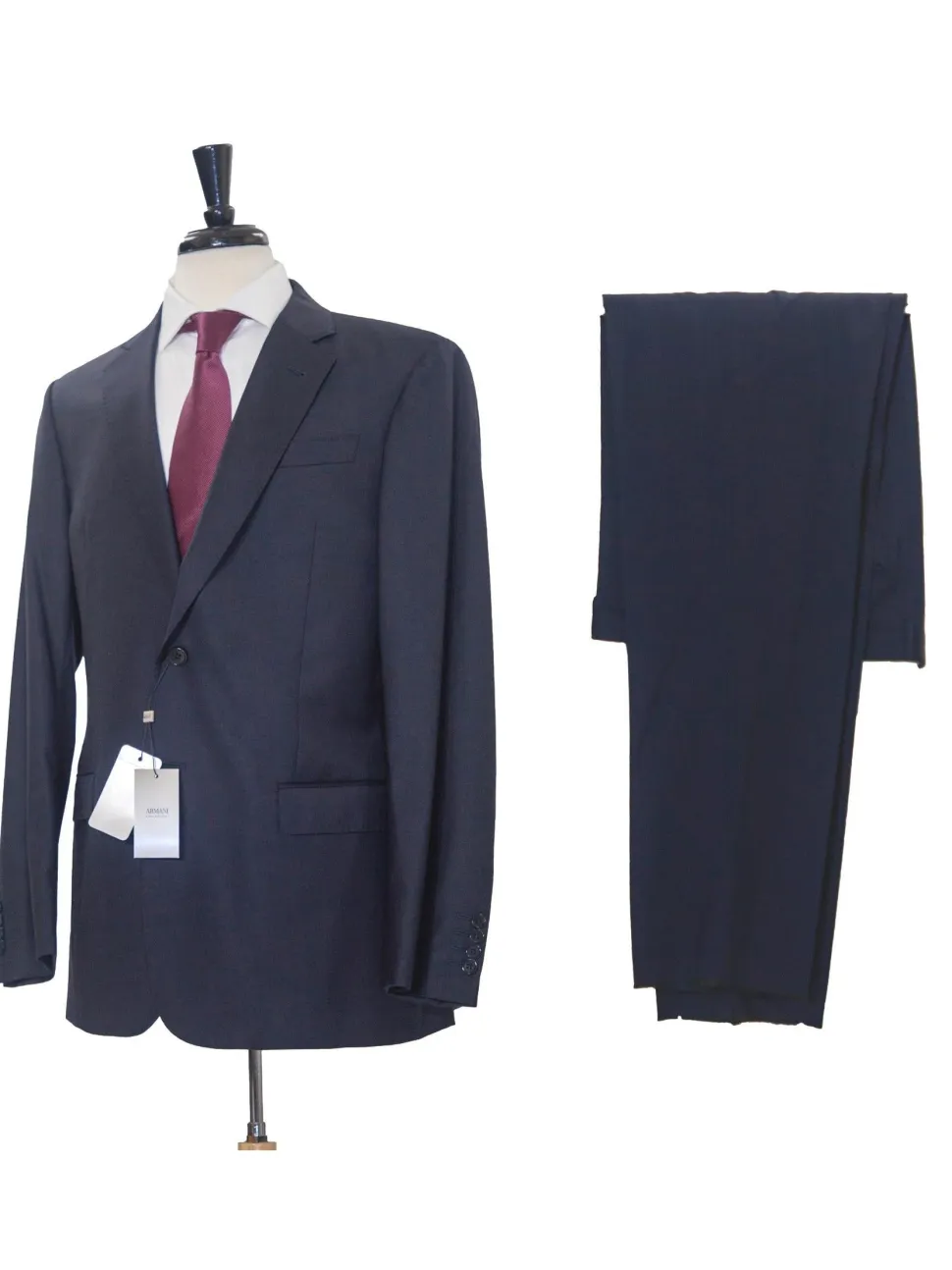 Armani Collezioni G-Line Mens 42L Solid Navy Blue 2 Piece Suit