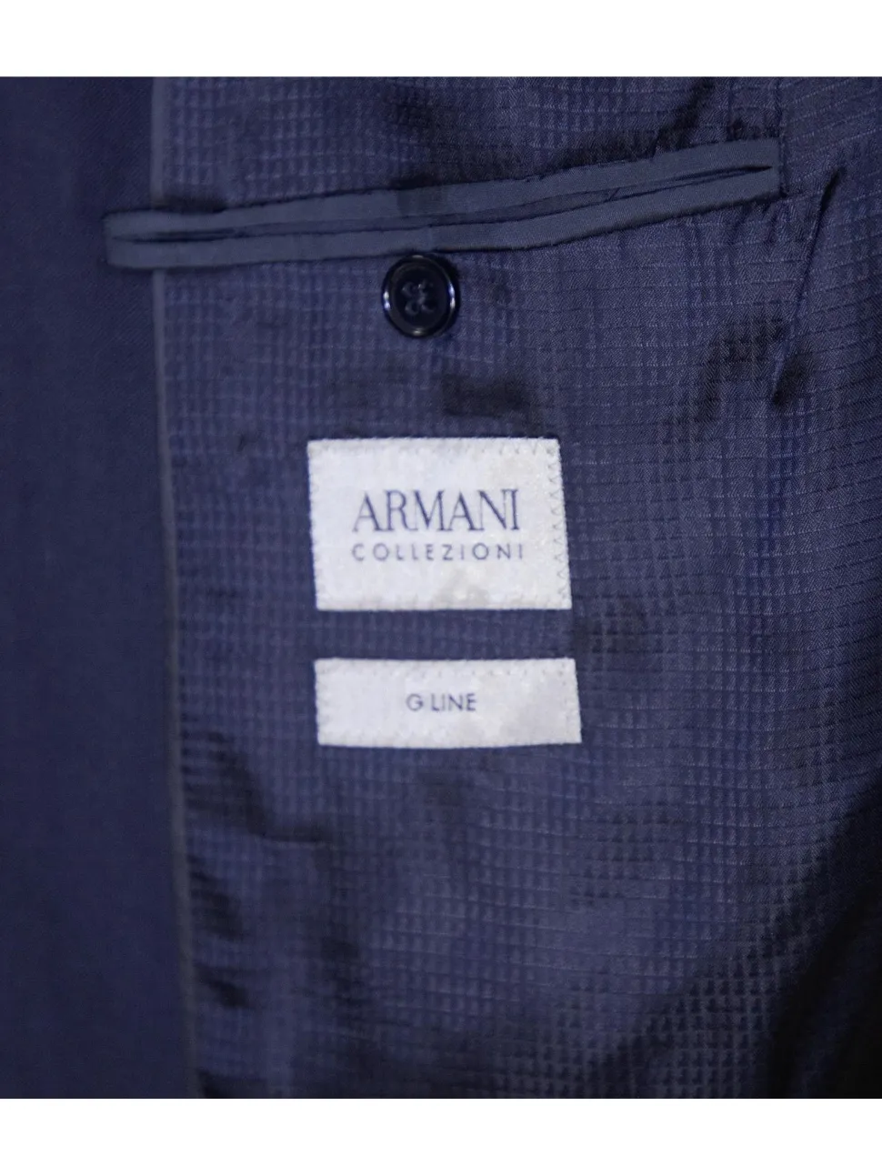 Armani Collezioni G-Line Mens 42L Solid Navy Blue 2 Piece Suit