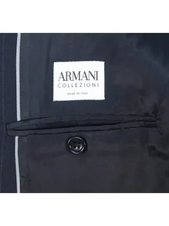 Armani Collezioni Men's 42L Black Pinstripe 100% Wool Slim Fit 2 Piece Suit