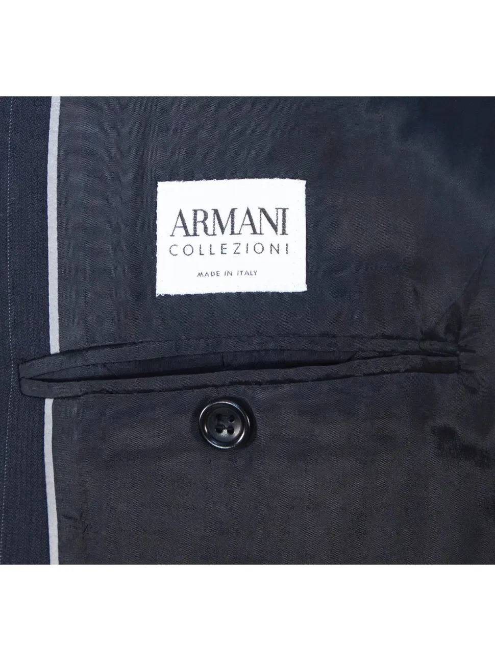 Armani Collezioni Men's 42L Black Pinstripe 100% Wool Slim Fit 2 Piece Suit
