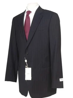 Armani Collezioni Men's 42L Black Pinstripe 100% Wool Slim Fit 2 Piece Suit