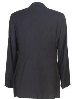 Armani Collezioni Men's 42L Black Pinstripe 100% Wool Slim Fit 2 Piece Suit