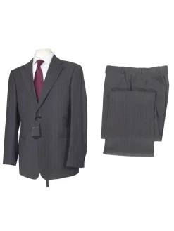 Armani Collezioni Mens 42R Gray Striped Wool Blend 2 Piece Suit