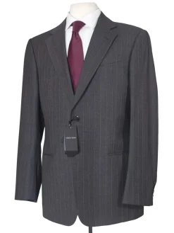 Armani Collezioni Mens 42R Gray Striped Wool Blend 2 Piece Suit