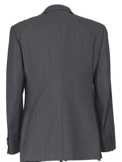 Armani Collezioni Mens 42R Gray Striped Wool Blend 2 Piece Suit