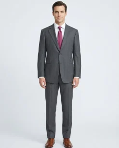 Armani Collezioni Mens 42R Gray Striped Wool Blend 2 Piece Suit