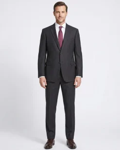 Armani Collezioni Mens Slim Fit Charcoal Pinstripe 100% Wool 2 Piece Suit