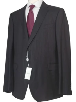 Armani Collezioni Mens Slim Fit Charcoal Pinstripe 100% Wool 2 Piece Suit