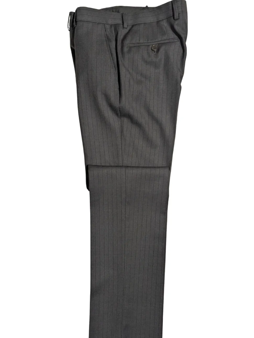 Armani Collezioni M-Line Charcoal Grey Pinstriped Notch Lapel Modern Fit 2 Button Wool Suit - 38R