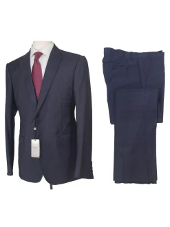 Armani Collezioni M-Line Mens 42R Navy Blue Check 2 Piece Suit