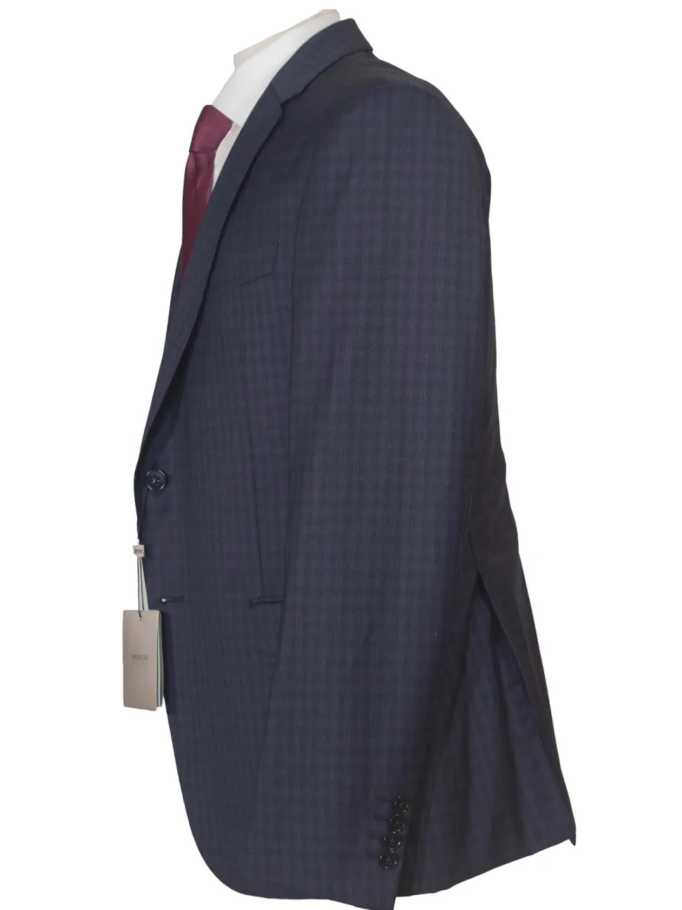 Armani Collezioni M-Line Mens 42R Navy Blue Check 2 Piece Suit