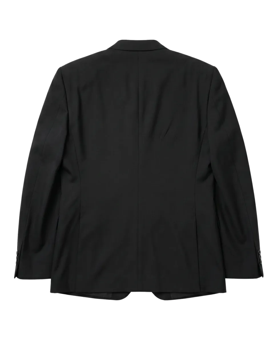 Armani Collezioni M Line Solid Black Slim Fit Peak Lapel Stretch 2-Button Wool Tuxedo - 44R