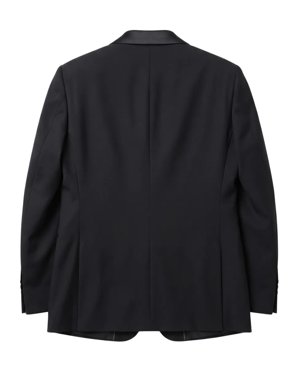 Armani Collezioni M Line Solid Black Classic Fit Peak Lapel 1-Button Wool Tuxedo 36R