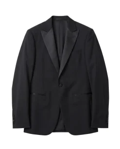 Armani Collezioni M Line Solid Black Classic Fit Peak Lapel 1-Button Wool Tuxedo 36R