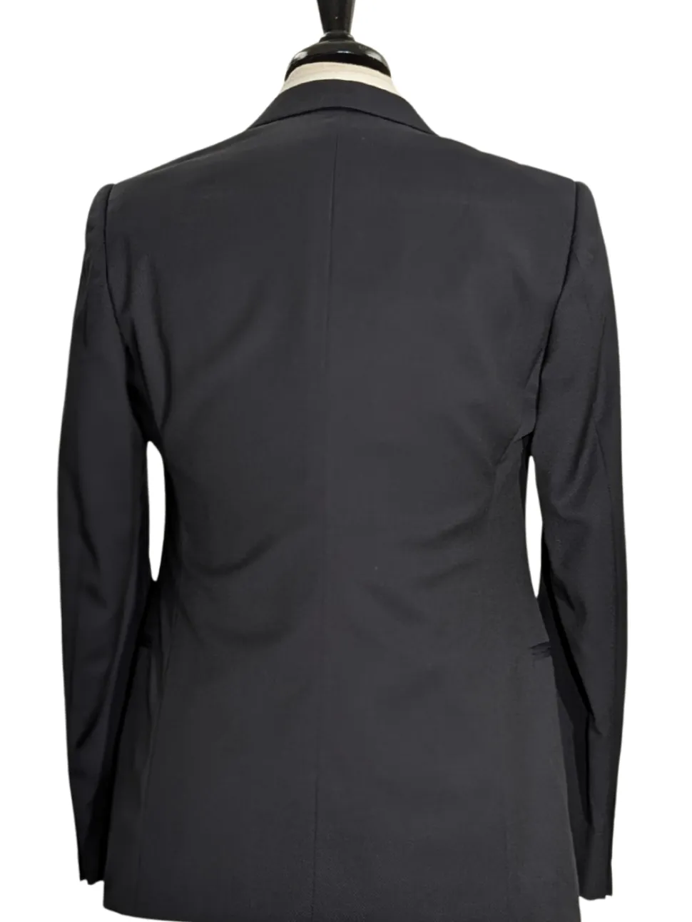 Armani Collezioni Navy Textured Slim Fit Notch Lapel 3 Piece Wool Suit 36R