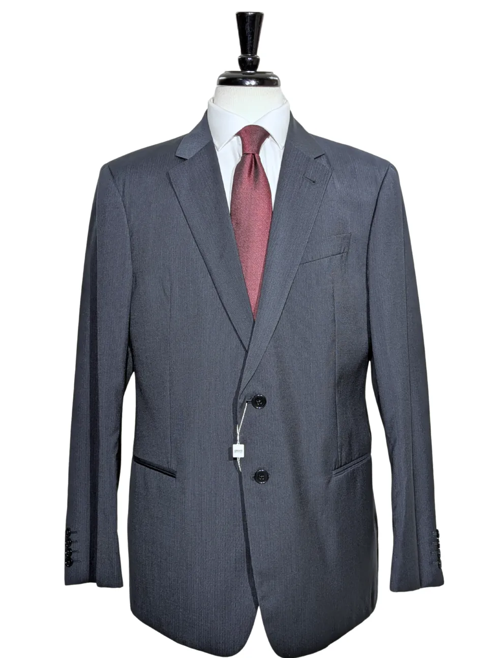Armani Collezioni Navy Tonal Pinstriped Notch Lapel Wool 2-Button Suit - 44R