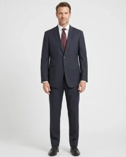 Armani Collezioni Navy Tonal Pinstriped Notch Lapel Wool 2-Button Suit - 44R