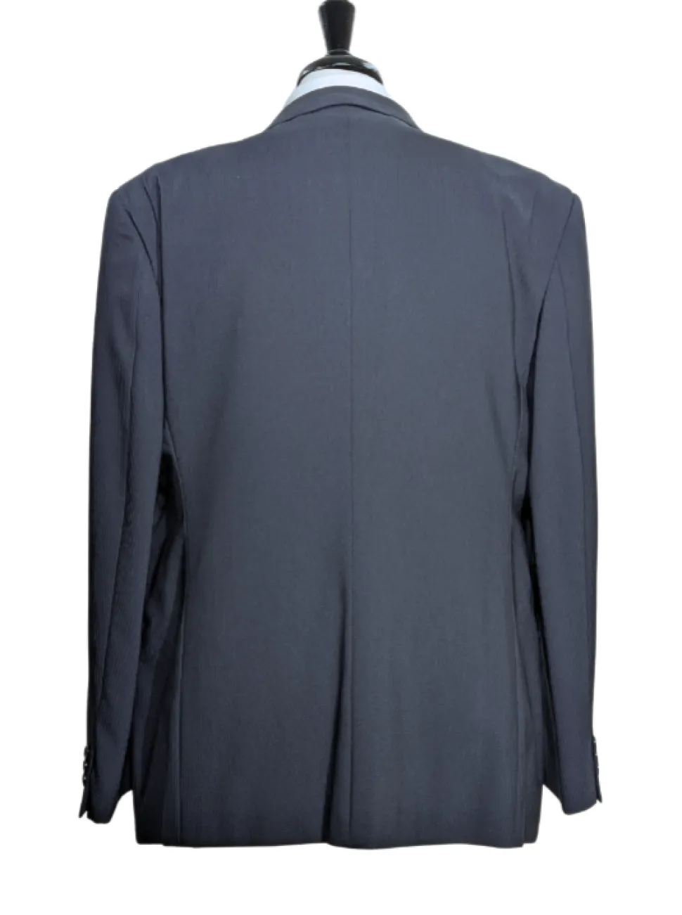 Armani Collezioni Navy Tonal Pinstriped Notch Lapel 2-Button Wool Stretch Suit - 48R