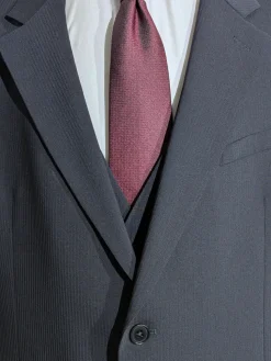 Armani Collezioni Navy Tonal Pinstriped Notch Lapel 3-Piece wool Stretch Suit - 48R