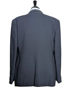 Armani Collezioni Navy Tonal Pinstriped Notch Lapel 3-Piece wool Stretch Suit - 48R