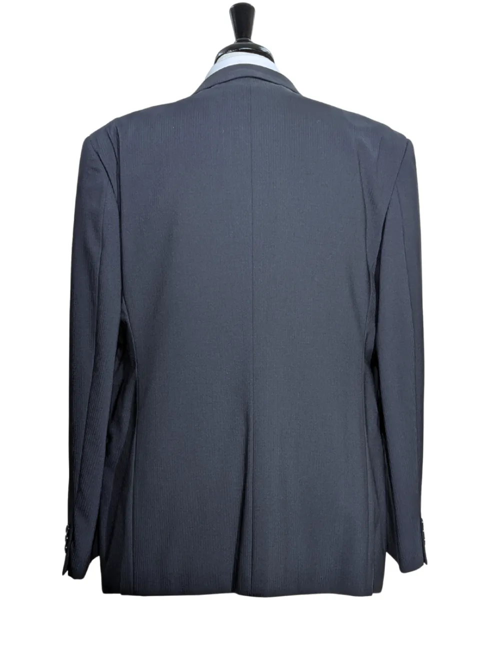 Armani Collezioni Navy Tonal Pinstriped Notch Lapel 3-Piece wool Stretch Suit - 48R