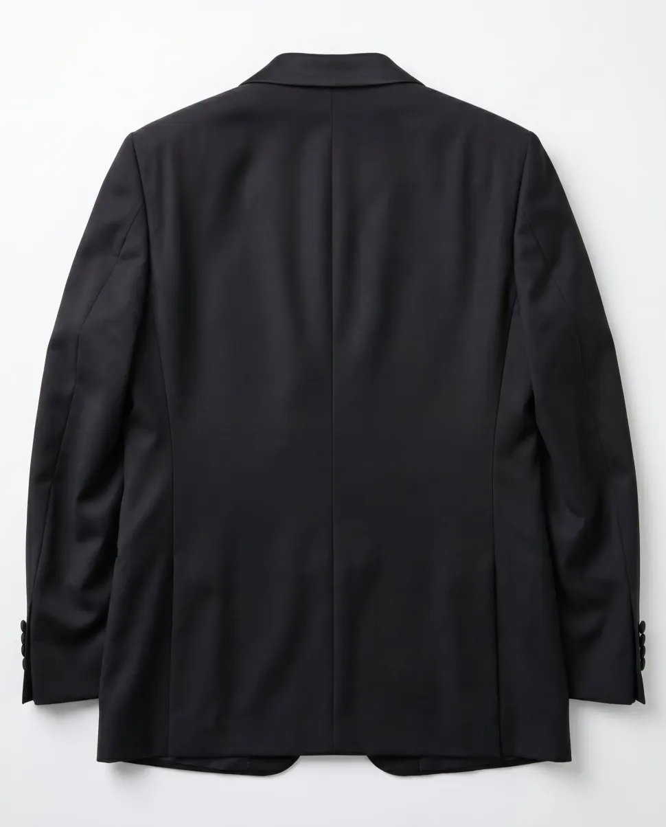 Armani Collezioni Solid Black Peak Lapel Slim Fit 1-Button Wool Mohair Tuxedo - 36R