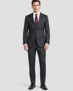 Arthur Black Black Wool Slim Fit Notch Lapel 2-Button Suit