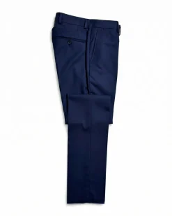 Arthur Black Solid Dark Blue Slim Fit Marzotto Gabardine Wool 2-Button Suit